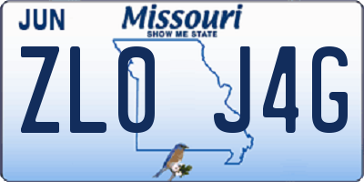 MO license plate ZL0J4G