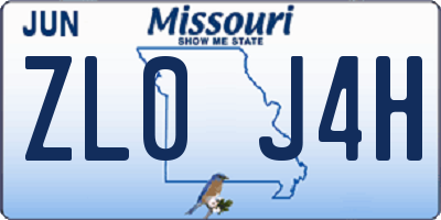 MO license plate ZL0J4H
