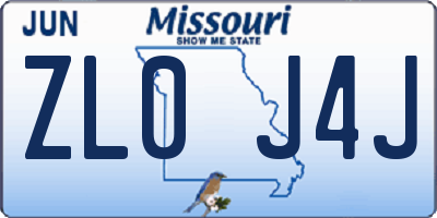 MO license plate ZL0J4J