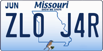 MO license plate ZL0J4R