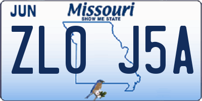 MO license plate ZL0J5A