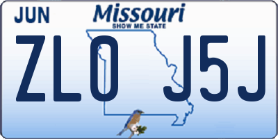 MO license plate ZL0J5J