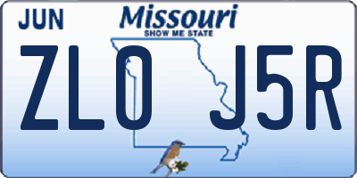 MO license plate ZL0J5R
