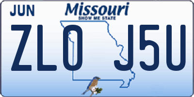 MO license plate ZL0J5U