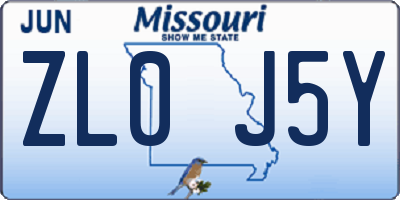 MO license plate ZL0J5Y