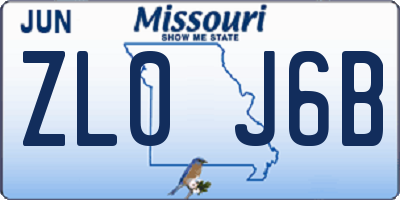 MO license plate ZL0J6B