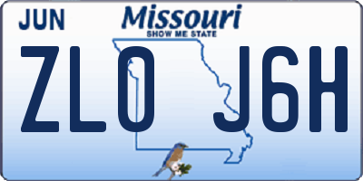 MO license plate ZL0J6H