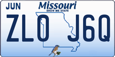 MO license plate ZL0J6Q