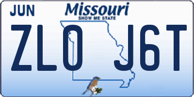 MO license plate ZL0J6T