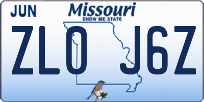 MO license plate ZL0J6Z