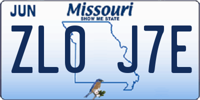 MO license plate ZL0J7E