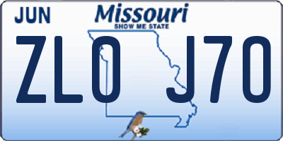 MO license plate ZL0J7O