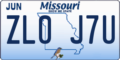 MO license plate ZL0J7U