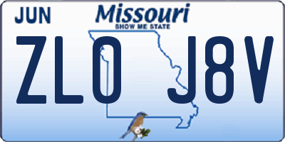 MO license plate ZL0J8V