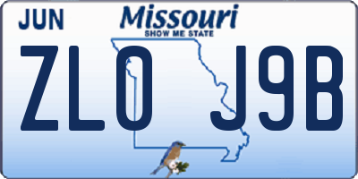 MO license plate ZL0J9B