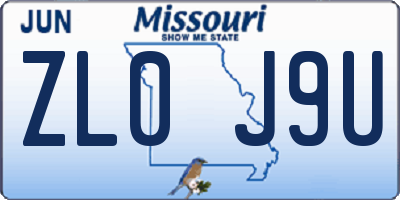 MO license plate ZL0J9U
