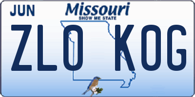 MO license plate ZL0K0G