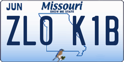 MO license plate ZL0K1B
