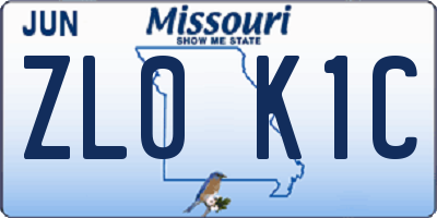MO license plate ZL0K1C