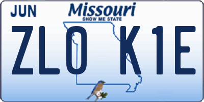 MO license plate ZL0K1E