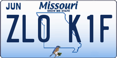 MO license plate ZL0K1F