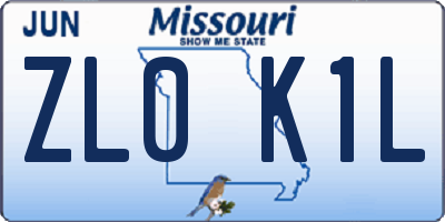MO license plate ZL0K1L