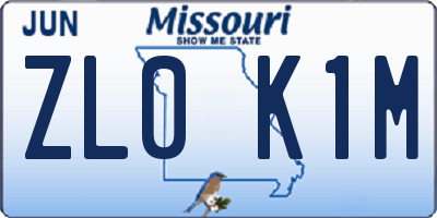 MO license plate ZL0K1M