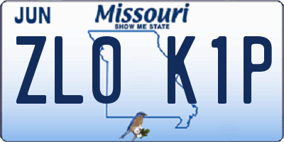 MO license plate ZL0K1P