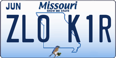 MO license plate ZL0K1R