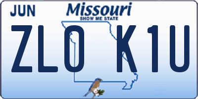 MO license plate ZL0K1U
