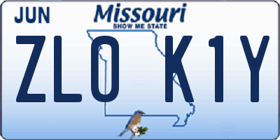 MO license plate ZL0K1Y