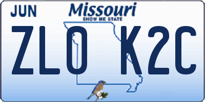MO license plate ZL0K2C