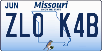 MO license plate ZL0K4B