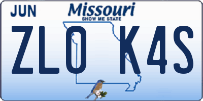 MO license plate ZL0K4S