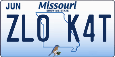 MO license plate ZL0K4T