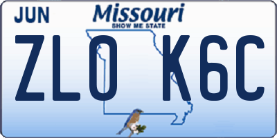 MO license plate ZL0K6C