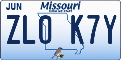 MO license plate ZL0K7Y