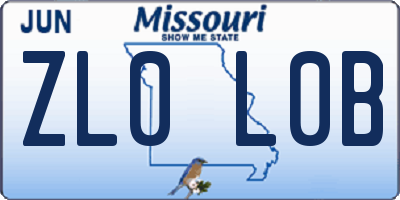 MO license plate ZL0L0B