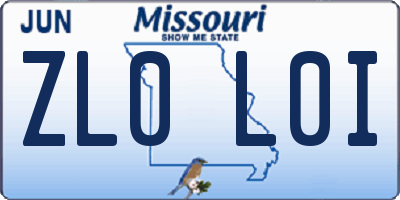 MO license plate ZL0L0I