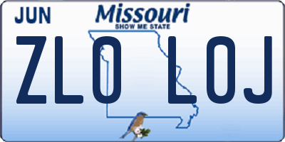 MO license plate ZL0L0J