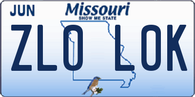 MO license plate ZL0L0K