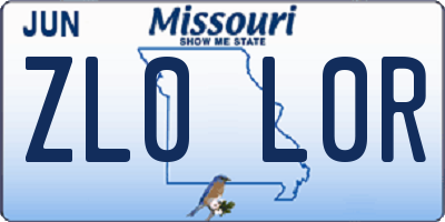MO license plate ZL0L0R