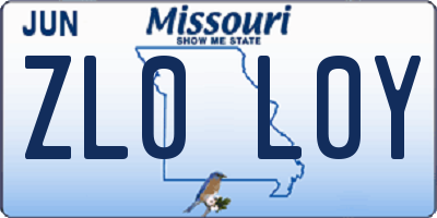 MO license plate ZL0L0Y