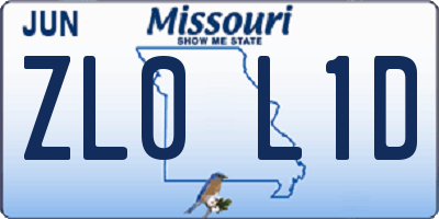 MO license plate ZL0L1D