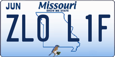 MO license plate ZL0L1F