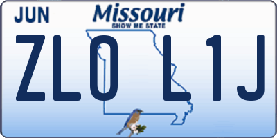 MO license plate ZL0L1J
