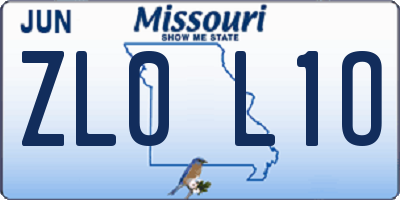 MO license plate ZL0L1O