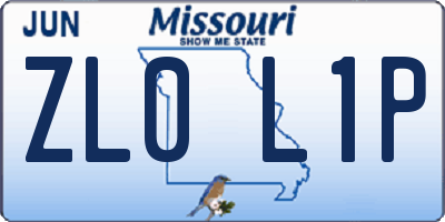MO license plate ZL0L1P