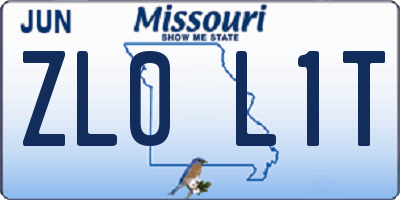 MO license plate ZL0L1T