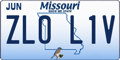 MO license plate ZL0L1V